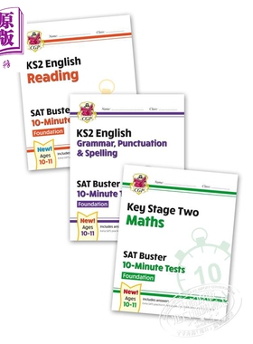 现货 英国CGP原版 KS2 10-Minute Test SAT Foundation 英国小学基础课程SAT考试数学英语十分钟小测 9-10岁【中商原版】