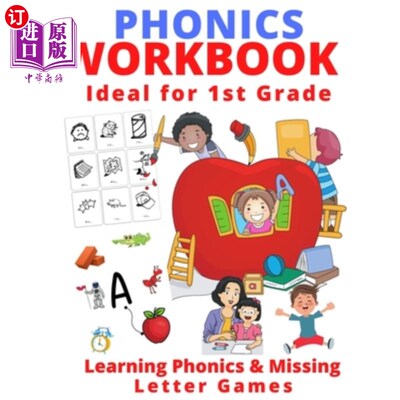 海外直订Phonics Workbook Ideal for 1st Grade: Learning Phonics & Missing Letter Games 理想的一年级拼读练习册:学习拼