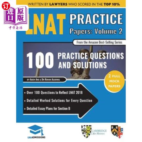海外直订LNAT Practice Papers Volume Two: 2 Full Mock Papers, 100 Questions in the style  LNAT实践论文第二卷：2篇完
