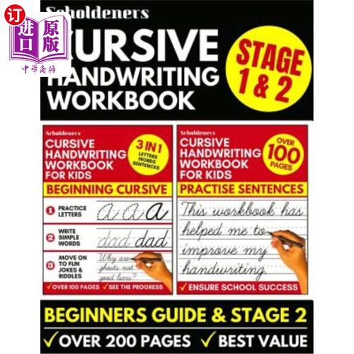 海外直订Cursive Handwriting Workbook: Cursive Writing Practice Book For Kids (Cursive Fo 草书练习册：儿童草书练习册