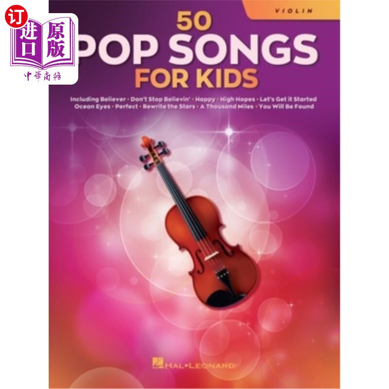 海外直订50 Pop Songs for Kids for Violin 50首儿童小提琴流行歌曲