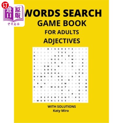 海外直订Words Search Game Book For Adults - Adjectives: Perfect Gift For Scrabble Lover  单词搜索成人游戏书-形容词