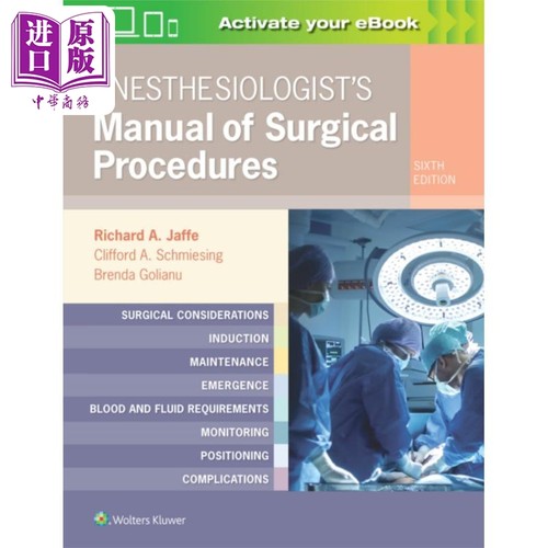 现货 麻醉师手术操作手册 第6版 英文原版 Anesthesiologists Manual of Surgical Procedures Richard A Jaffe【中商原版】