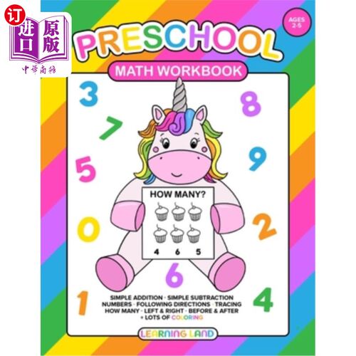 海外直订Preschool Math Workbook: For Toddlers Ages 2-4: Beginner Math Preschool Learning 学前数学练习册:2-4岁幼儿: