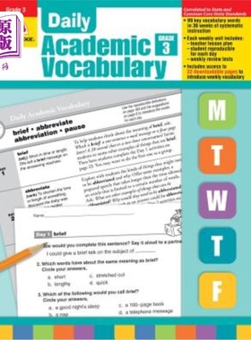 海外直订Daily Academic Vocabulary Grade 3 [With Transparencies] 三年级日常学术词汇[带幻灯片]