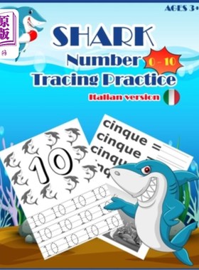 海外直订SHARKSNUMBER Tracing Practice (italian version): Handwriting Workbook, Number Tr SHARKSNUMB