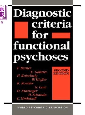海外直订医药图书Diagnostic Criteria for Functional Psychoses 功能性精神病诊断标准