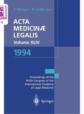 海外直订医药图书ACTA Medicin? Legalis. Volume XLIV. 1994: Xvith Congress of the International Ac 医学学报？法利斯。