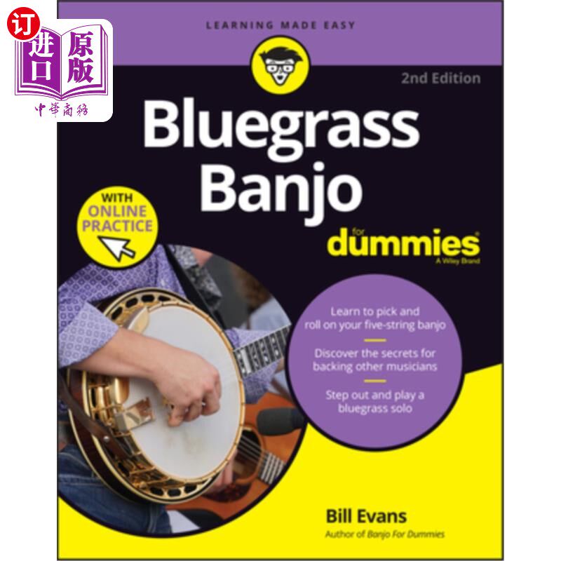 海外直订Bluegrass Banjo for Dummies: Book + Online Video & Audio Instruction 蓝草班卓琴傻瓜:书籍+在线视频和音频教学