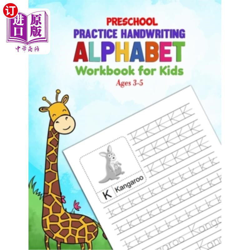 海外直订Preschool Practice Handwriting Alphabet Workbook for Kids Ages 3-5: Kids learnin 3-5岁儿童手写字母练习册:练