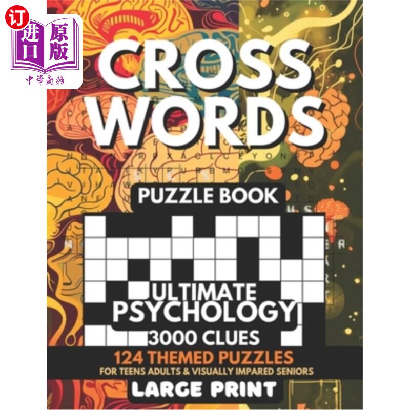 海外直订Crosswords Puzzle Book - Ultimate Psychology 3000 Clues: 124 Large Print Puzzles 填字游戏书-终极心理学3000