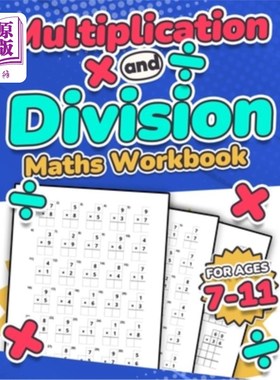 海外直订Multiplication and Division Maths Workbook Kids Ages 7-11 Times and Multiply 100 乘法和除法数学练习册7-11岁