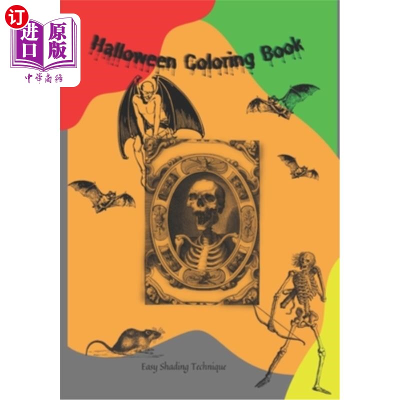 海外直订Halloween Coloring Book: Easy Shading Technique 万圣节着色书:简单的着色技术