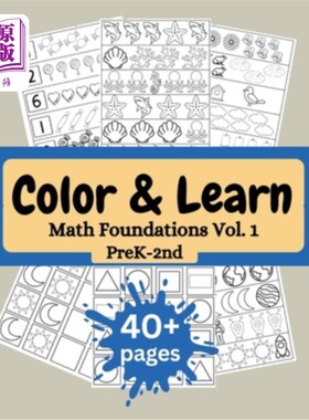 海外直订Color & Learn: Math Foundations PreK - 2nd Volume 1 颜色与学习:数学基础PreK -第二卷1
