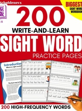 海外直订200 Write-and-Learn Sight Word Practice Pages: Learn the Top 200 High-Frequency  200个书写和学习单词练习页