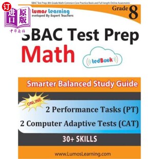 Grade Core Test 8th Length SBAC考试准备：8年级数学通 海外直订Sbac Full Math Prep Book Practice Common Online and