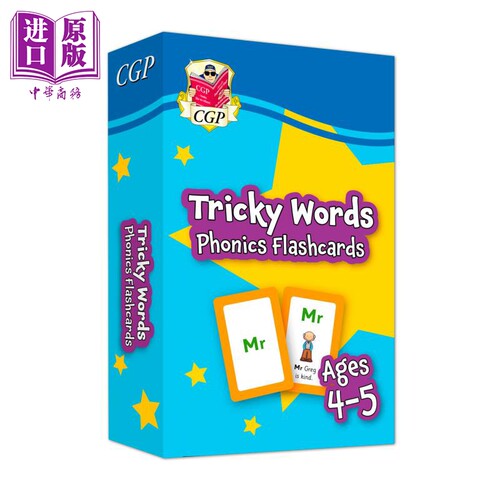CGP New Tricky Words Phonics Flashcards for Ages 4-5 (Reception) 适合 4-5 岁的棘手单词自然拼读闪卡（幼儿园）【中商?