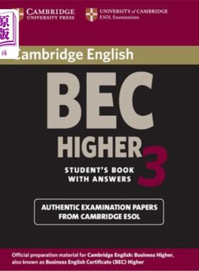 海外直订Cambridge Bec Higher 3: Examination Papers from University of Cambridge ESOL Exa 剑桥BEC高等3：剑桥大学考试