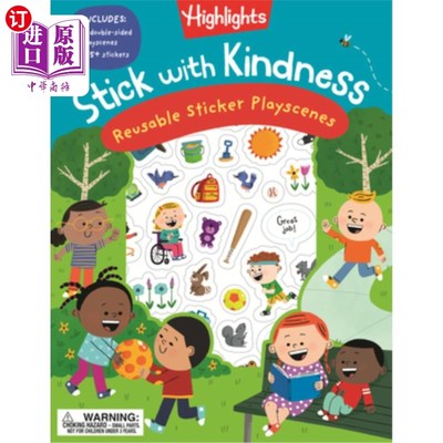 海外直订Stick with Kindness Reusable Sticker Playscenes 坚持使用可重复使用的贴纸游戏场景