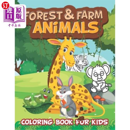 海外直订Forest & Farm Animals: Coloring Book for Kids: Forest animals coloring book for  森林和农场动物:儿童涂色书4
