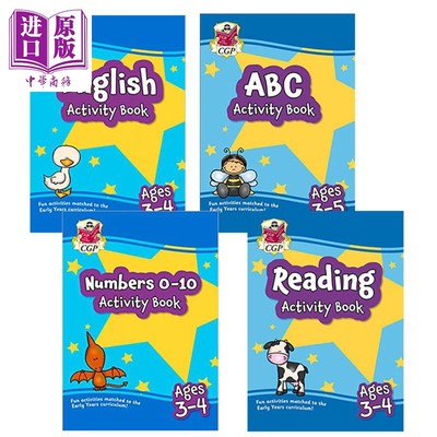 现货 英国CGP原版 Preschool Activity Book 学前 数学 数字 英语 字母 阅读 活动书4册 学龄前幼儿练习 3-5岁【中商原版】