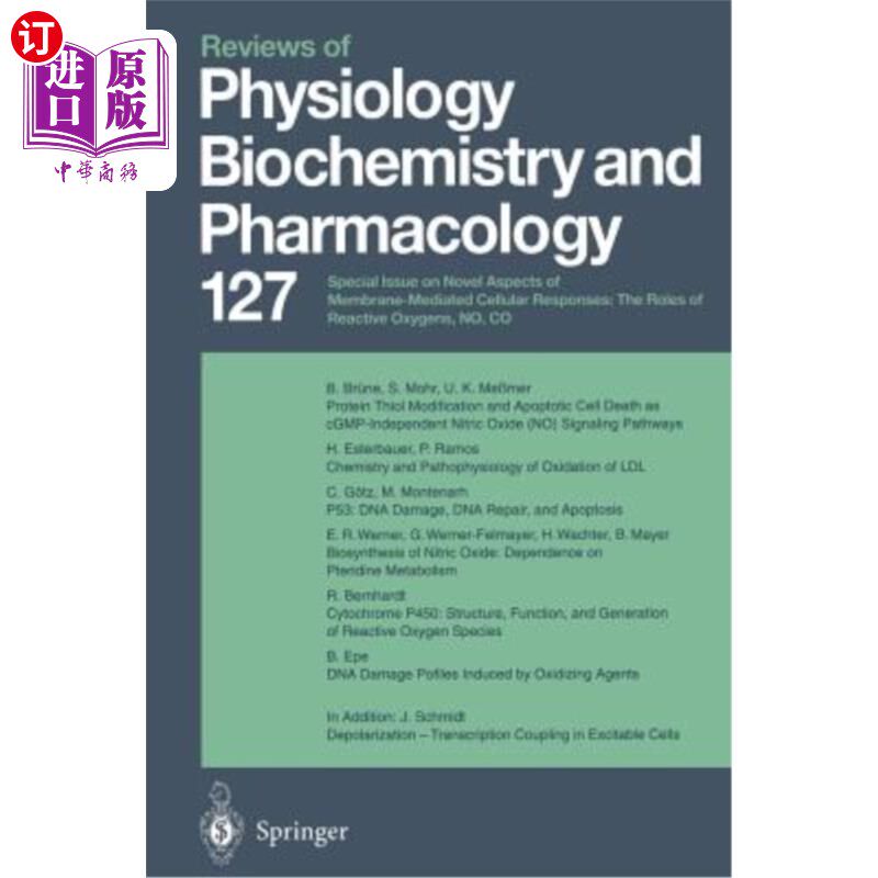 海外直订Reviews of Physiology, Biochemistry and Pharmacology: Volume: 127 生理学、生物化学和药理学综述：卷：127