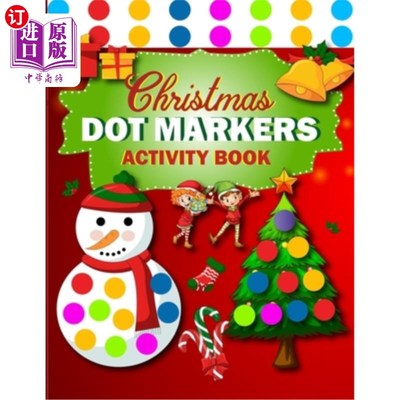 海外直订Dot Markers Activity Book: Merry Christmas Easy Guided and BIG DOTS Coloring Pag 点标记活动书：圣诞快乐容易