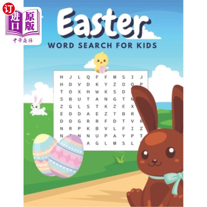 海外直订Easter Word Search For Kids: Large Print Word Search For Kids With Solutions And 复活节字搜索儿童:大打印字