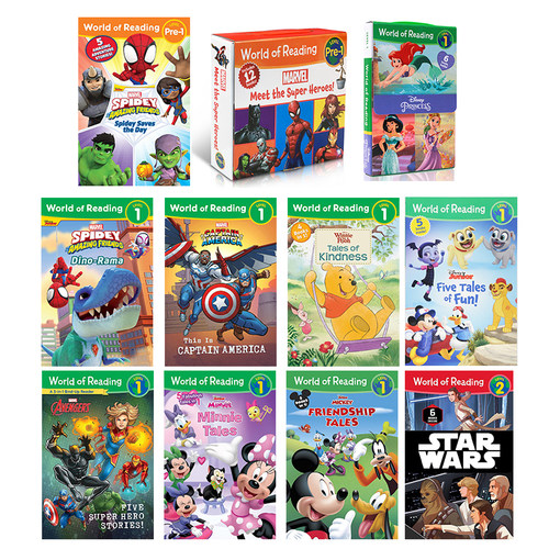 英文原版 迪士尼阅读世界合集 World of Reading 漫威英雄故事Marvel Meet the Super Heroes 蜘蛛侠Spidey【中商原版】
