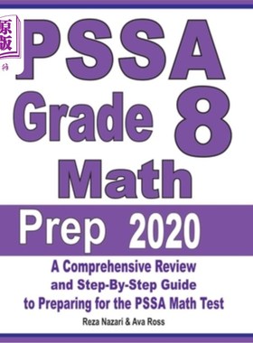 海外直订PSSA Grade 8 Math Prep 2020: A Comprehensive Review and Step-By-Step Guide to Pr PSSA八年级数学备
