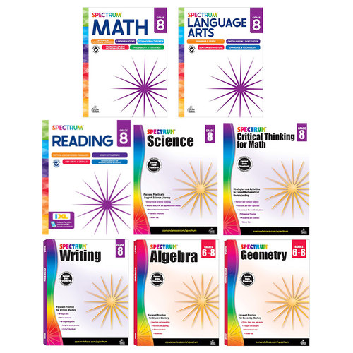 美国Carson Dellosa Spectrum Grade 8 光谱练习册 八年级阶段合集 Writing Reading Math Word Problems Science【中商原版】
