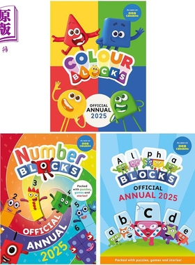 预售 积木年鉴手册3册 颜色+字母+数字 英文原版 Colourblocks Alphablocks Numberblocks Annual 2025 儿童学习绘本【中商原版】