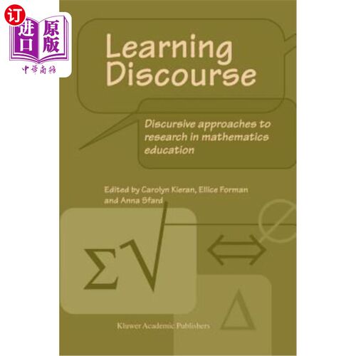 海外直订Learning Discourse: Discursive Approaches to Research in Mathematics Education 学习话语:数学教育研究的话语方法