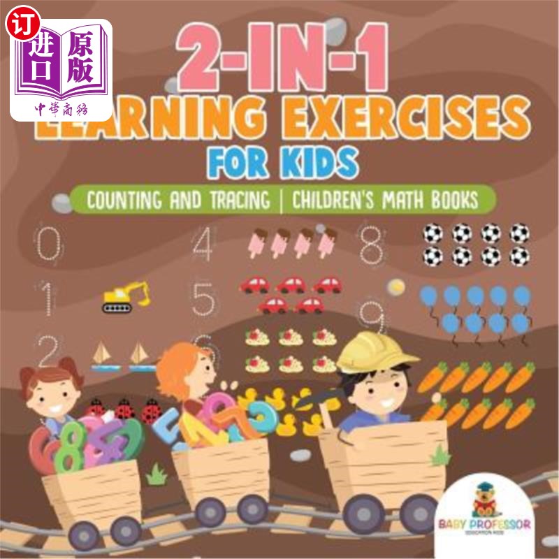 海外直订2-in-1 Learning Exercises for Kids: Counting and Tracing Children's Math Books 儿童二合一学习练习:数数和追