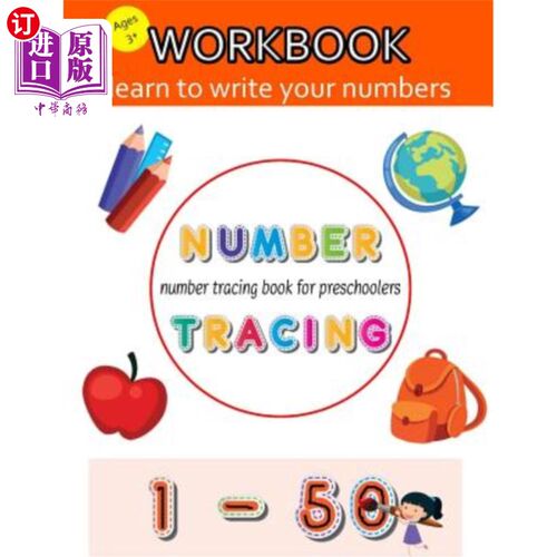 海外直订Number Tracing Book For Preschoolers: Number Tracing Book, Practice For Kids, Ag 学龄前儿童号码追踪簿：号码