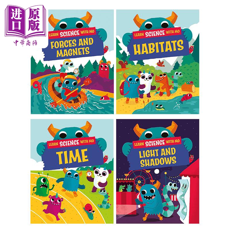 Learn Science with Mo 与毛毛怪一起学科学4册 光与影Light Shadows 栖息地Habitats 时间Time Forces Magnets【中商原版】