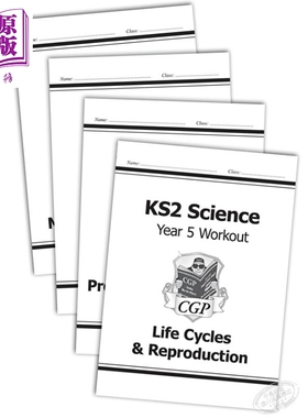 现货 英国CGP原版 KS2 Science Year 5 Workout 科学小学5年级锻炼包套装4册 生命繁衍+材料性能+地球与太空+力与机械装置 6-9岁