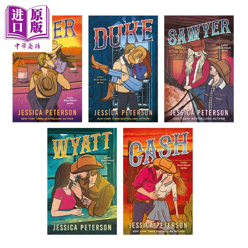 小镇牛仔爱情故事全套5册 Lucky River Ranch 英文原版 Jessica Peterson 北美晋江言情爱情小说英文版【中商原版】