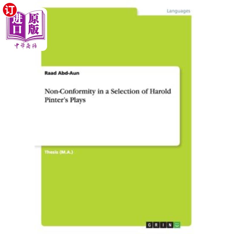 海外直订Non-Conformity in a Selection of Harold Pinter's Plays哈罗德·品特戏剧选集中的不合规