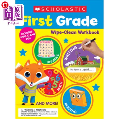 海外直订Scholastic First Grade Wipe-Clean Workbook 学校一年级擦拭手册