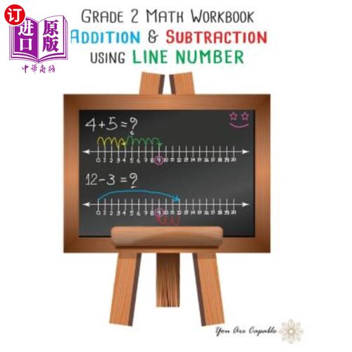 海外直订Grade 2 Math Workbook: Addition & Subtraction Using Line Number 二年级数学练习册:使用行号进行加法和减法