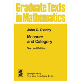 现货 测度与范畴学 第2版 英文原版 Measure and Category John C. Oxtoby GTM【中商原版】