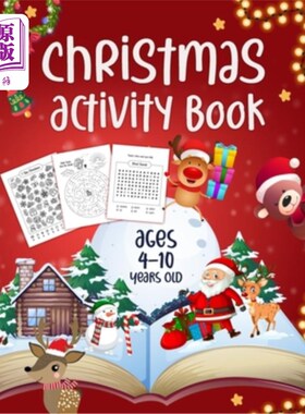 海外直订Christmas Activity Book Ages 4 - 10: Mazes, Dot to Dot Puzzles, Word Search, Col 圣诞活动书年龄4 -