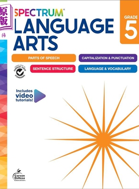 美国新课标教辅 光谱练习册 语言艺术 5年级Spectrum Language Arts Workbook Grade 5 英文原版Carson Dellosa【中商原版】
