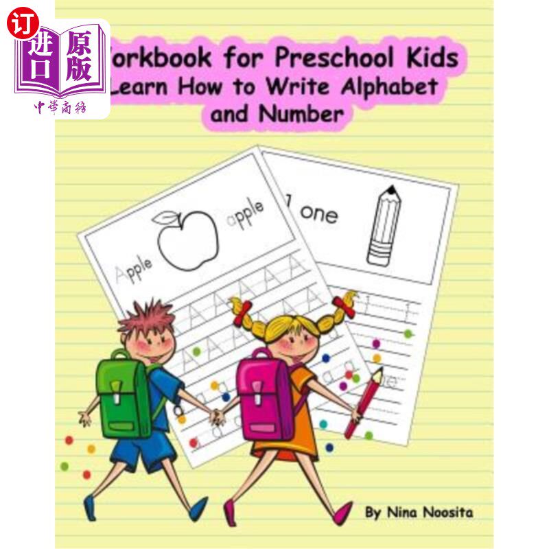 海外直订Workbook for Preschool Kids: Learn How to Write Alphabet and Number 学龄前儿童练习册：学习如何写字母和数字
