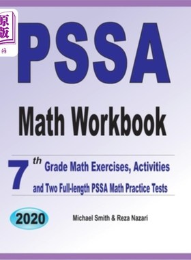 海外直订PSSA Math Workbook: 7th Grade Math Exercises, Activities, and Two Full-Length PS PSSA数学练习册：七年级数学