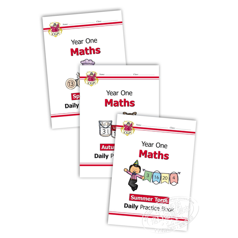 现货 英国CGP原版 New KS1 Maths Daily Practice Book Year 1 每日数学练习套装 1年级5-6岁 【中商原版】