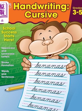 Carson Dellosa Cursive Handwriting Workbook  Grades 3-5 儿童连体字手写练习册 3-5年级 字母描红本【中商原版】
