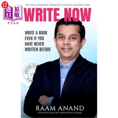 海外直订Write Now: Write A Book Even If You Have Never Written Before 现在写：写一本书，即使你以前从未写过