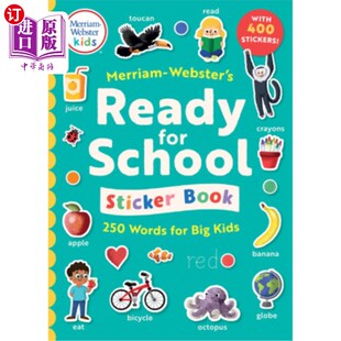 Kids School For 海外直订Merriam Book Big 韦氏为大孩子准备 for Ready Words 250 250个单词 贴纸书 Sticker Webster